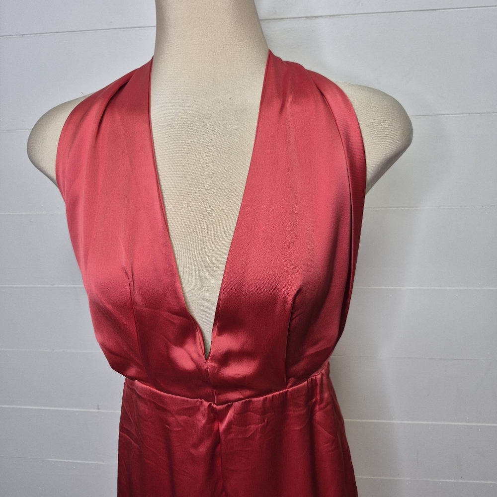 Zara Satin Effect Pink Halter Neck Wide Leg Jumpsuit Size S - Picture 5 of 16